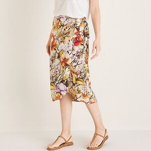 Chicos linen faux wrap skirt